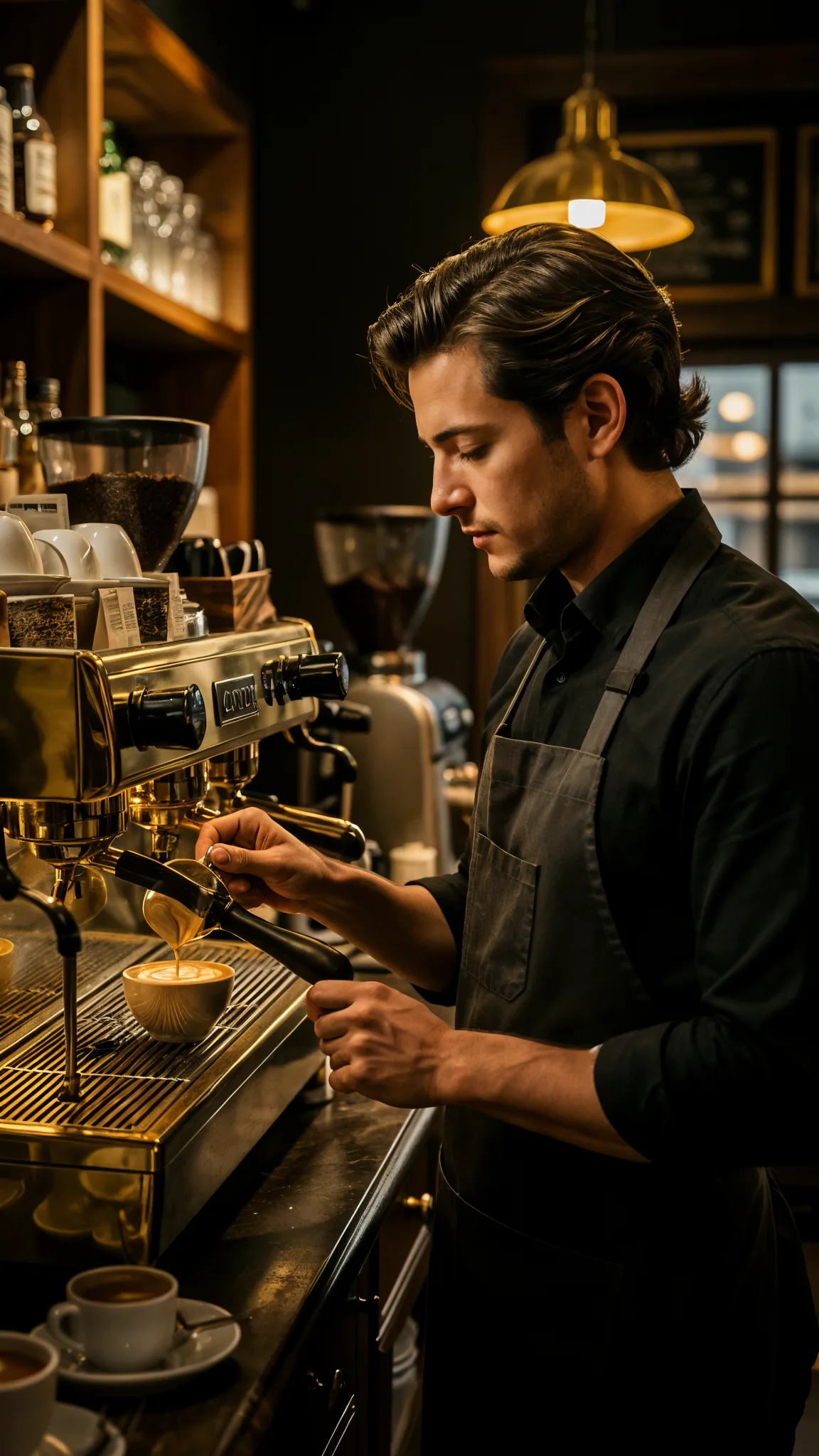 Barista an der Espressomaschine